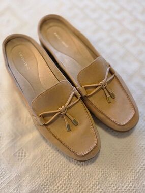 Easy Spirit mules loafers slides size 12M backless flats beige suede office